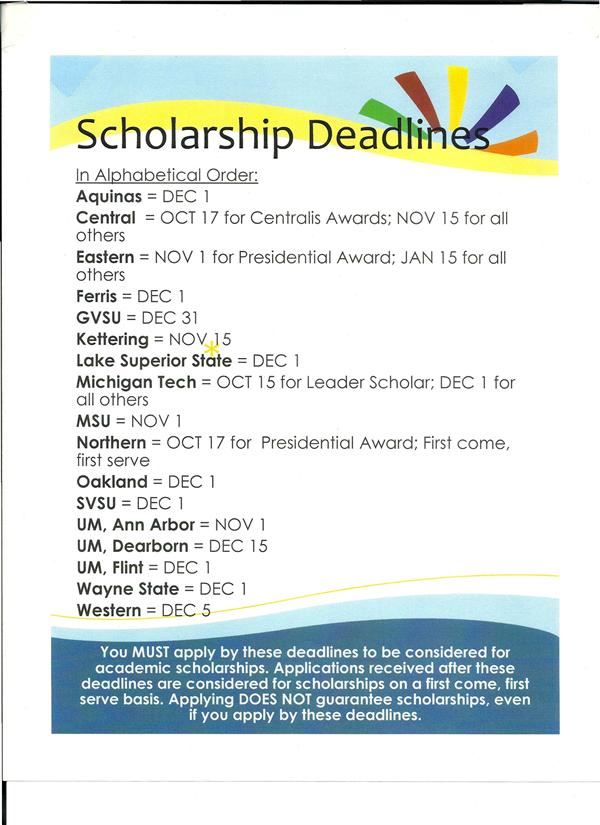 Scholarship Deadlines